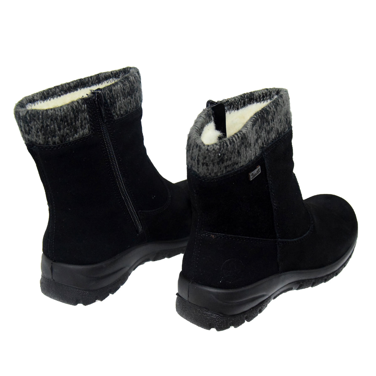 GHETE CASUAL DAMA RIEKER L7165-00 NEGRU VELUR - imagine 12