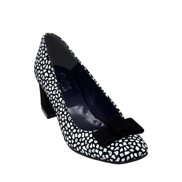 PANTOFI ELEGANTI DAMA BRATEX 148 NEGRI CU BULINE ALBE - imagine 3