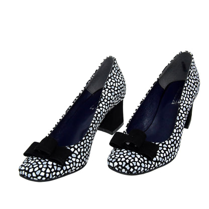 PANTOFI ELEGANTI DAMA BRATEX 148 NEGRI CU BULINE ALBE