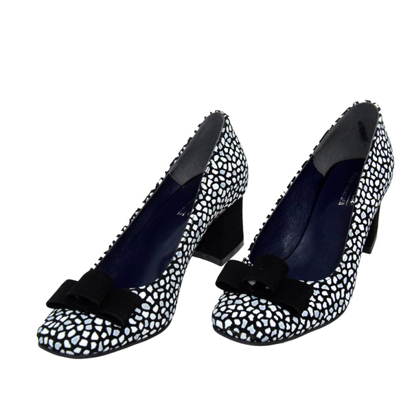 PANTOFI ELEGANTI DAMA BRATEX 148 NEGRI CU BULINE ALBE - imagine 5