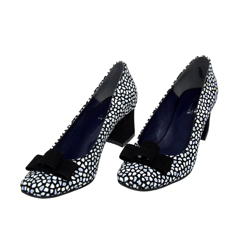 PANTOFI ELEGANTI DAMA BRATEX 148 NEGRI CU BULINE ALBE - imagine 5