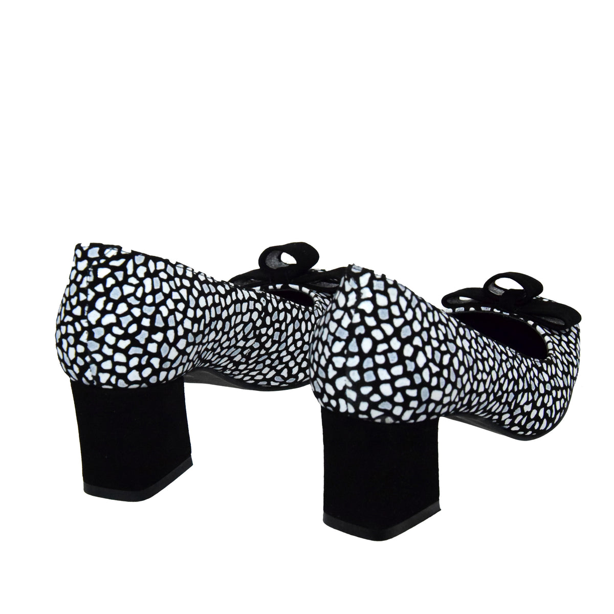 PANTOFI ELEGANTI DAMA BRATEX 148 NEGRI CU BULINE ALBE - imagine 7