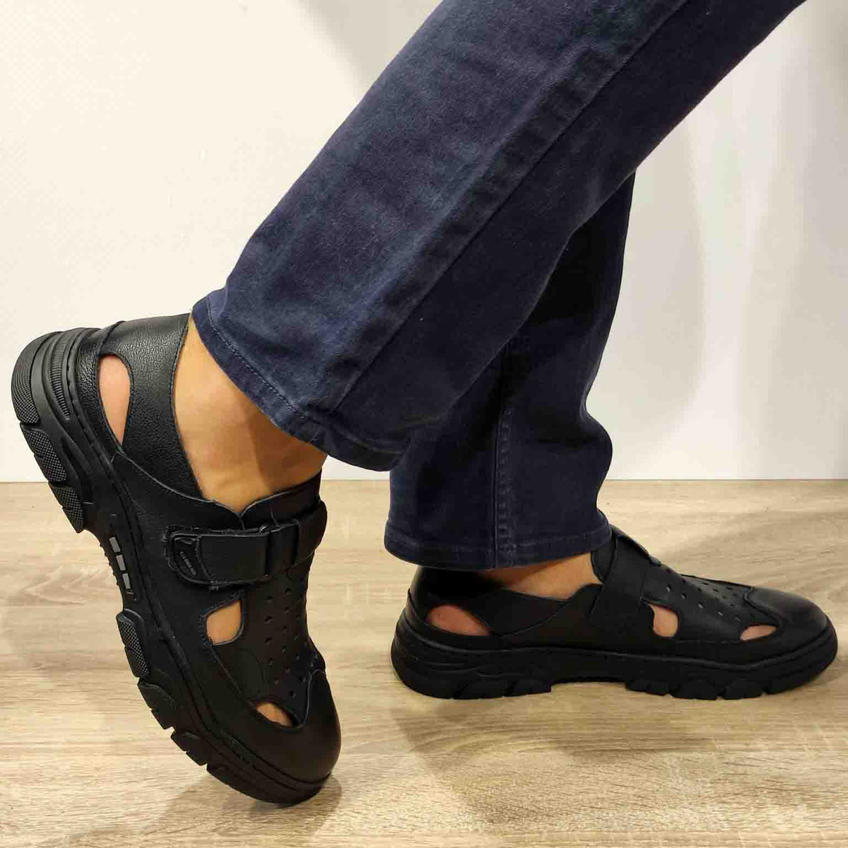 PANTOFI PERFORATI CASUAL BARBATI MELS WM816 NEGRI - imagine 6