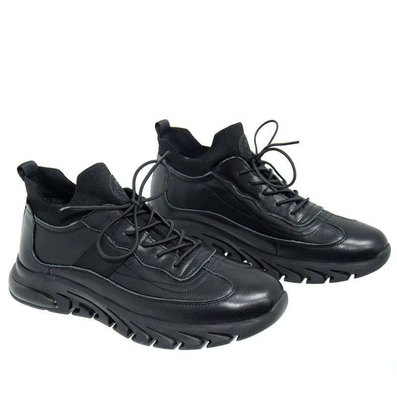 Pantofi Sport Bărbați Franco Gerardo HJY21082 Negru – Piele Naturală – vedere 4
