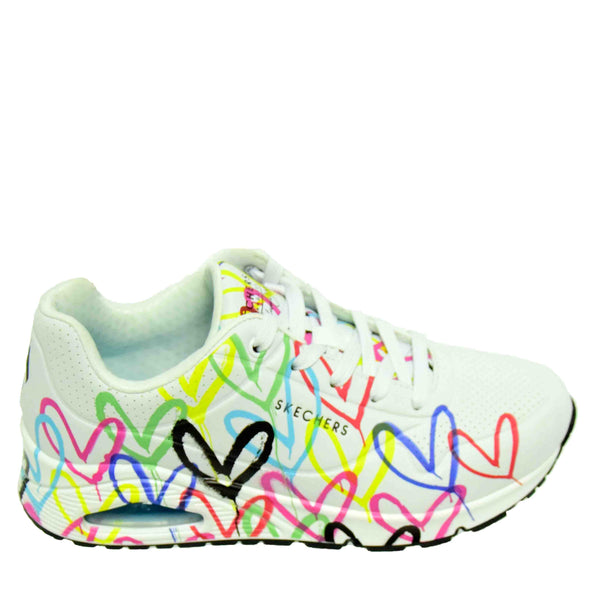 Pantofi Sport Damă Skechers 155507 Alb+color – Piele Ecologică – vedere 2