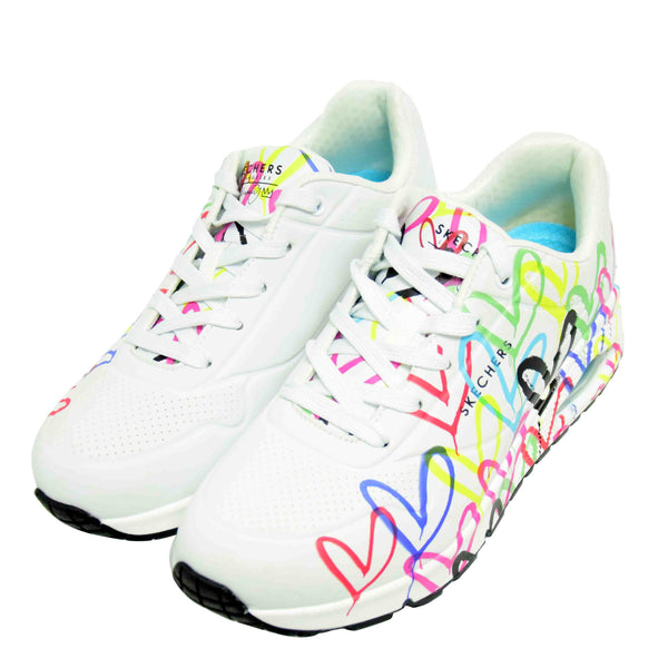 Pantofi Sport Damă Skechers 155507 Alb+color – Piele Ecologică – vedere 4
